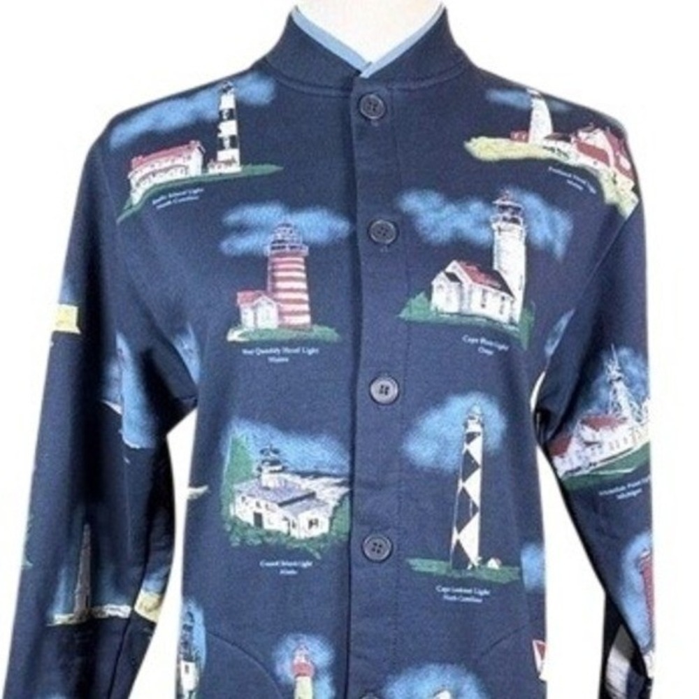 Art‎ Unlimited Womens Lighthouse Print Button Front Cardigan Navy Blue Small USA - Picture 3 of 10